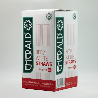 Emerald Plastic Red/White Straws